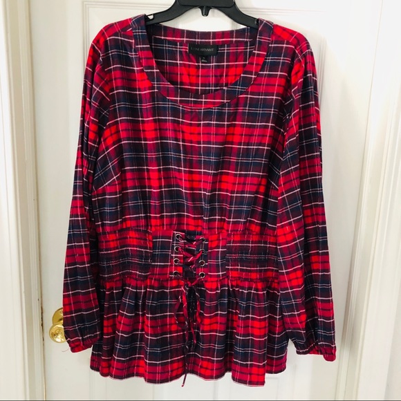 Lane Bryant Tops - NWOT LANE BRYANT red plaid corset shirt SZ 20